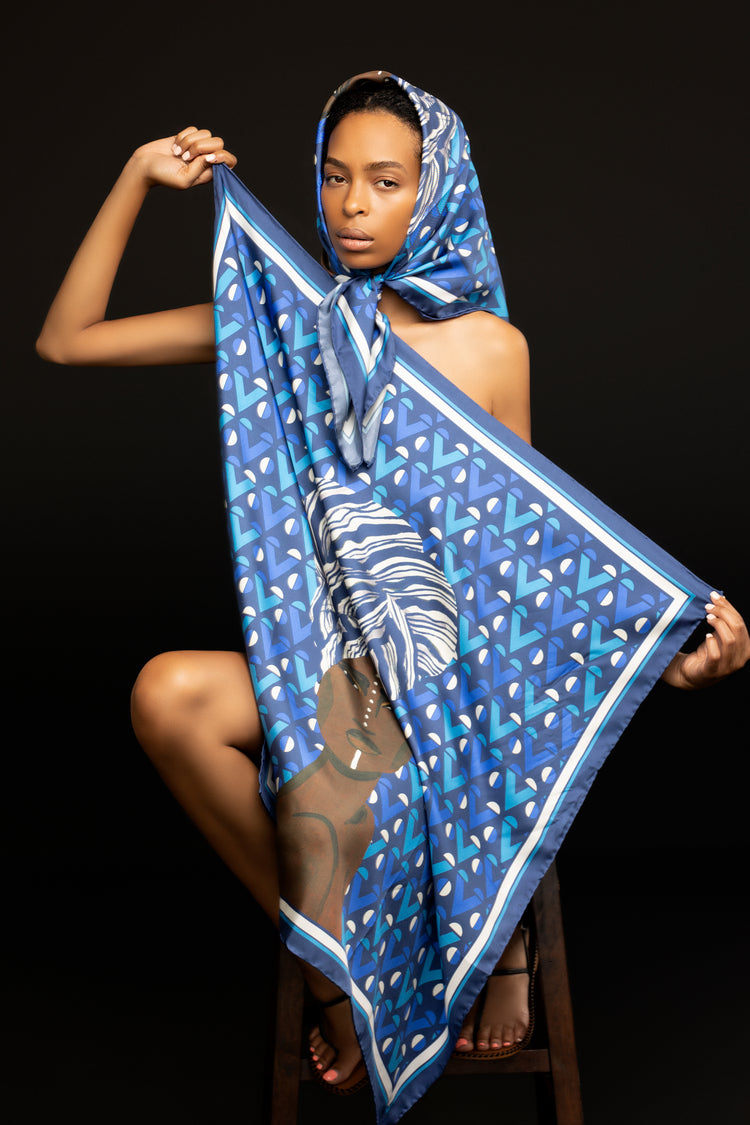 Blue Kente Queen of Wrap scarf