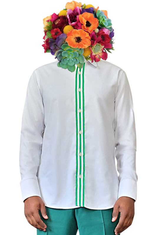 White Grosgrain Placket Shirt